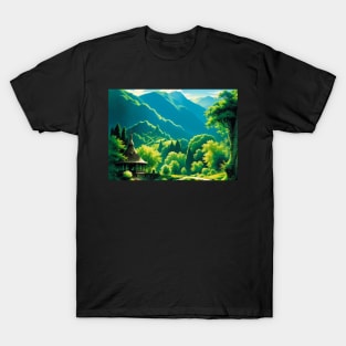 Whimsical Gazebo in a Green Forest Scene T-Shirt